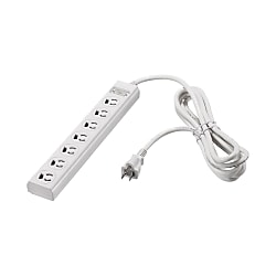 電源タップ 3ピン式 7個口 ホワイト 集中スイッチ 変換アダプター付