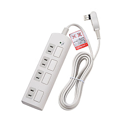 4個口耐雷フラットスイッチ付タップ