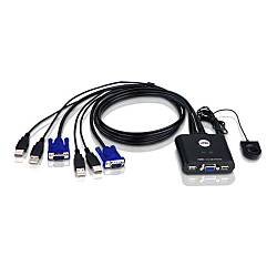 2ポート USB VGA ケーブルKVMスイッチ（ワイヤードリモコン付属）