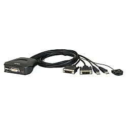 2ポート USB DVI ケーブルKVMスイッチ（ワイヤードリモコン付）