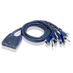 4ポート USB VGA／オーディオ ケーブルKVMスイッチ