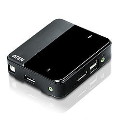 2ポート USB DisplayPort／オーディオ KVMスイッチ（4K対応）
