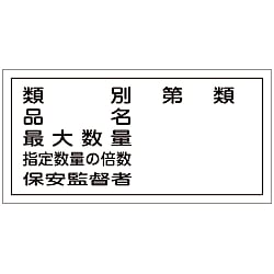 危険物標識「類別 品名 最大数量 指定数量の倍数 保安監督者」 KHY-16R