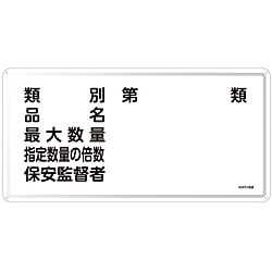 危険物標識  「類別　品名　最大数量　指定数量の倍数　保安監督者」  ＫＨＹ－１６Ｍ