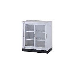 耐薬引違保管庫 ホワイトカラー スチール戸／ガラス戸／ストップバー