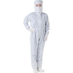 クリーンルーム用つなぎ服(制電糸グリッド仕様) フードあり