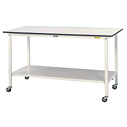 軽量作業台/ワークテーブル耐荷重128kg（移動式H1035mm・全面棚板付）