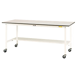 軽量作業台／ワークテーブル耐荷重128kg （移動式H825・半面棚板付）