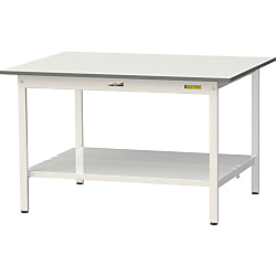 軽量作業台／ワークテーブル耐荷重150kg （固定式H740・全面棚板付）