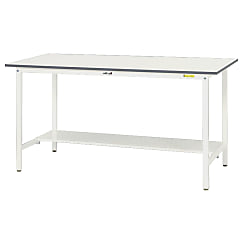 軽量作業台/ワークテーブル耐荷重150kg（固定式H950mm・半面棚板付）