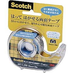 スコッチ（R） はってはがせる両面テープ 667-1-19D 透明 ディスペンサー付