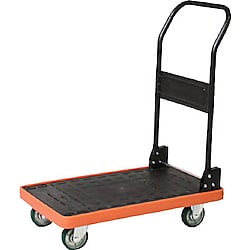 MPK樹脂製運搬車 （コボレ止め付） 折りたたみハンドル ウレタンキャスタータイプ