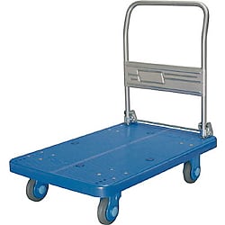樹脂製運搬車静音（荷締機付・折りたたみハンドルタイプ）