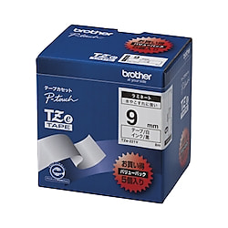 TZeテープ 9mm 黒文字 白 5個パック