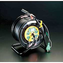 AC125V/22A/30m コンセンント固定リール(漏電遮断付)