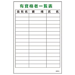 グリーンクロス マンガ標識 GEB-9 有資格者一覧表