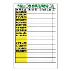 作業主任者・作業指揮者選任表