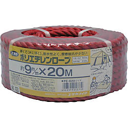 ユタカメイク ロープ PEカラーロープ万能パック 9φ×20m 赤
