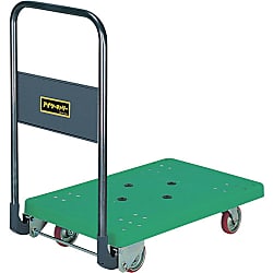 アイケー 樹脂製運搬車 フラット折り畳みハンドルタイプ 均等荷重１５０ｋｇ グリーン