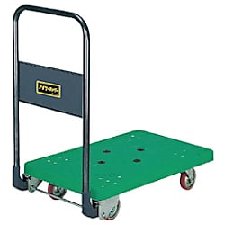アイケー 樹脂製運搬車 フラット折り畳みハンドルタイプ 均等荷重１５０ｋｇ グリーン