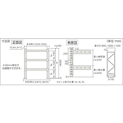 TRUSCO パレット棚2トン 2500X900XH4000 3段 連結