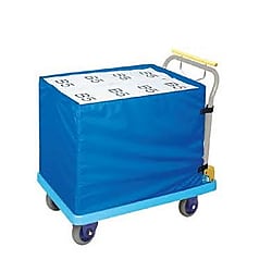 屋内用ハンドブレーキ付静音収納箱台車