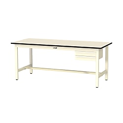 軽量作業台／ワークテーブル耐荷重300kg （固定式H740・浅型2段キャビネット付）