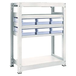 中量ボルトレス棚 M3型（樹脂透明引き出し付（大/小＋大）,300kg）