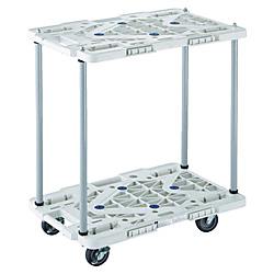 連結型樹脂製台車 ルートバン （メッシュタイプ・2段式・ハンドルなし） ストッパー付キャスタータイプ