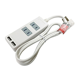 USB付タップ 2個口 込口防塵シャッター付