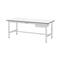 軽量作業台／ワークテーブル耐荷重150kg （高さ調整H600～900・キャビネット付）