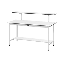 軽量作業台／ワークテーブル耐荷重150kg （固定式H950・架台・半面棚板付）