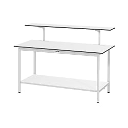 軽量作業台／ワークテーブル耐荷重150kg （固定式H950・架台・全面棚板付）
