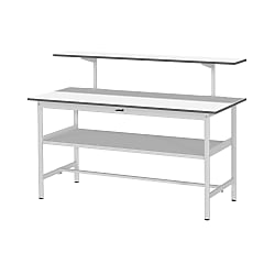 軽量作業台／ワークテーブル耐荷重150kg （固定式H950・架台・中間棚付）