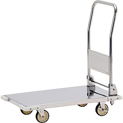 テックサス オールステンレス台車（折りたたみハンドルタイプ・ウレタン車輪） シリコン製ダンパー付