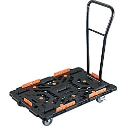 連結型樹脂製平台車 ビートル（脱着式ハンドル・収納式柵付））オール自在タイプ（ストッパー付）