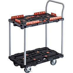 連結型樹脂製台車“ビートル”（2段式・ハンドル・とめたろう付）自在・固定タイプ