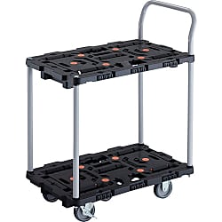 連結型樹脂製台車“ビートル”（2段式・ハンドル付）自在・固定タイプ