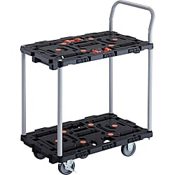 連結型樹脂製台車“ビートル”（2段式・とめたろう・ハンドル付）自在・固定タイプ