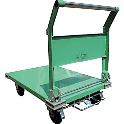 鋼板製片袖四輪運搬車（ハンドル折リ畳ミ式）フットブレーキ付