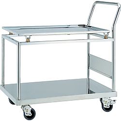 ステンレス製防振台車（固定ハンドル・2段タイプ・帯電防止ウレタン車輪）