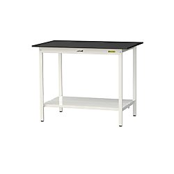 実験用作業台/ワークテーブル耐荷重150kg（固定式・全面棚板付き）