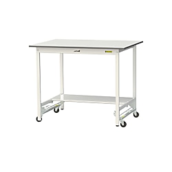 軽量作業台/ワークテーブル耐荷重150kg（ワンタッチ移動式H950mm・半面棚板付き）