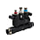 Flow Controls - Inline 3-Run, with Union Ends for Cushioning with Cylinders, Meter Out, Resin, 3-Knob Adjustment, BJS Series