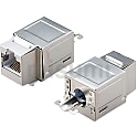LANケーブル延長　シールド有　CAT5e　パネルマウント（JJ中継アダプタ）110工具圧接タイプ