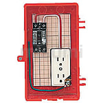 屋外電力用仮設ボックス （漏電しゃ断器・分岐ブレーカ・コンセント内蔵） ELB組込品 赤色