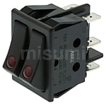 ZF Electronics ロッカースイッチ 黒（DPST,幅22 高さ30.2mm）