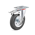 Swivel Castors with double stop and solid rubber wheel