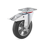 Swivel Castors with double stop and elastic solid rubber wheel