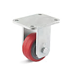 Fixed Castors with elastic polyurethane wheel, approx. 78° Shore A / Fixed bracket / Mounting plate / Ball-bearing